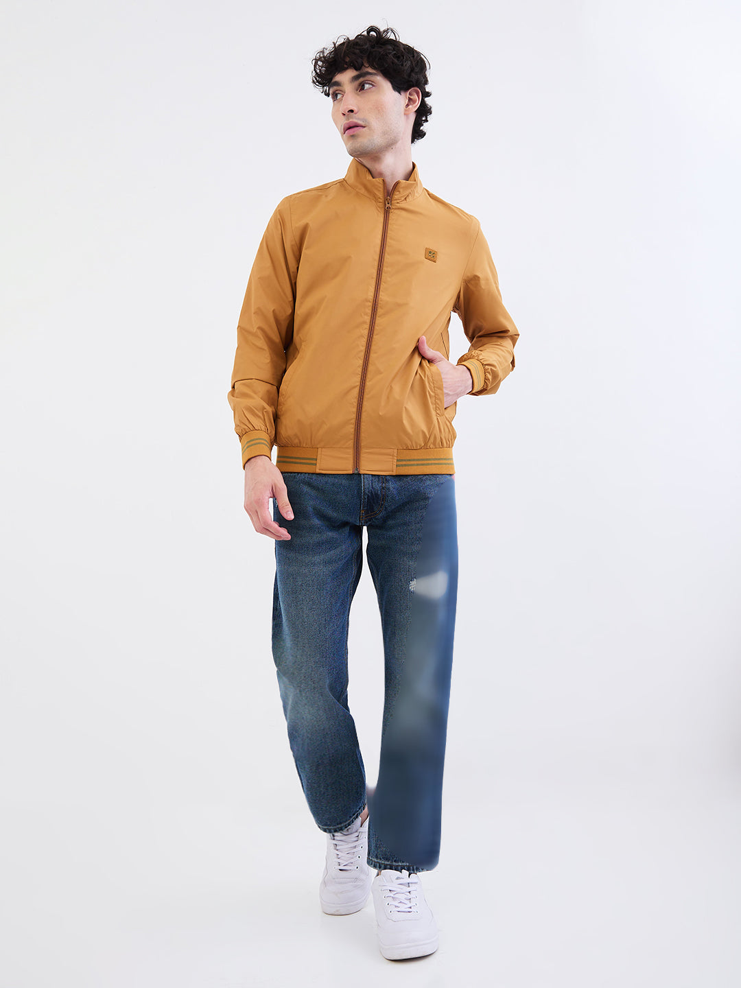 Spykar Camel Khaki Straight Fit Casual Jackets For Men