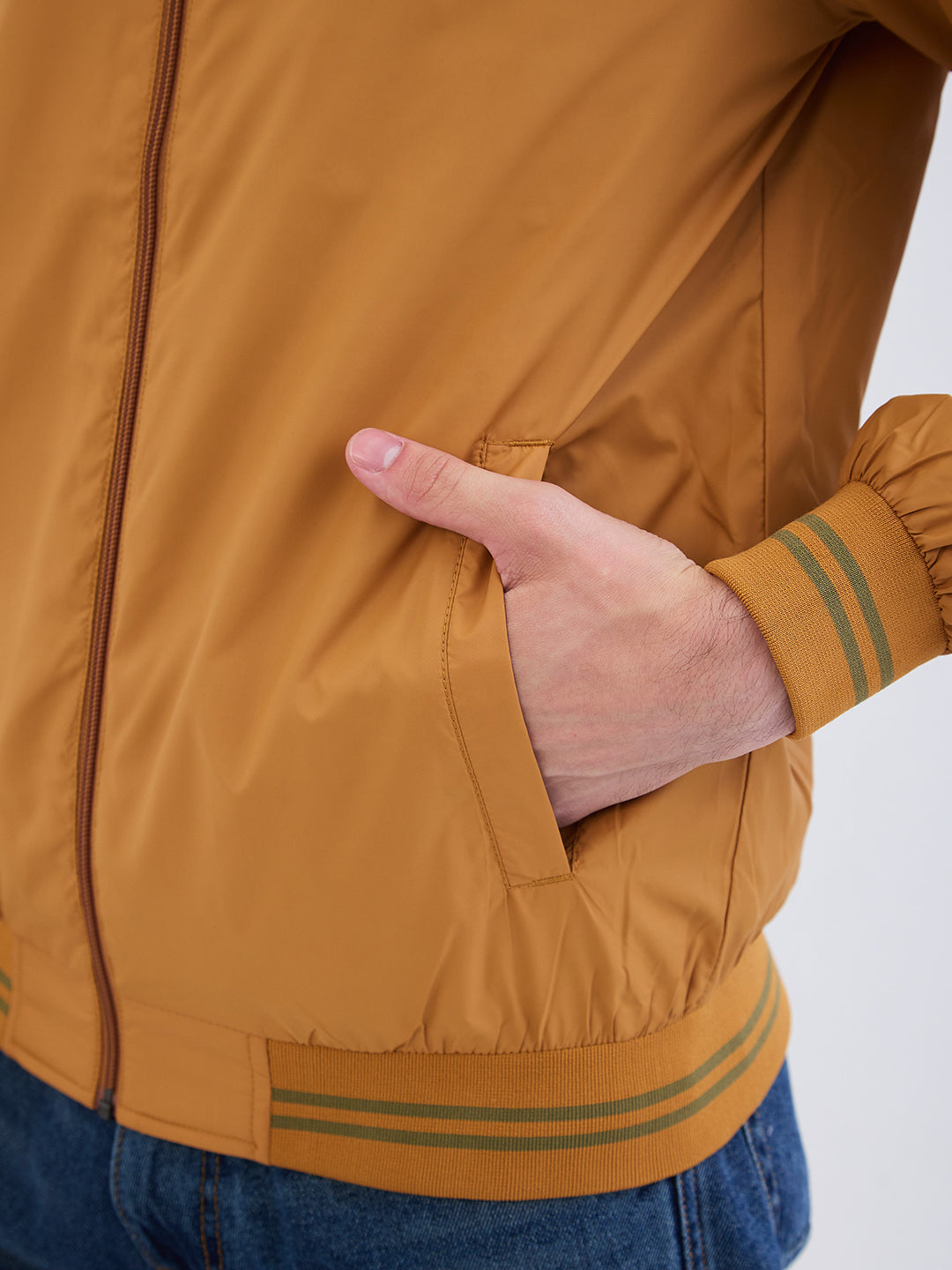 Spykar Camel Khaki Straight Fit Casual Jackets For Men