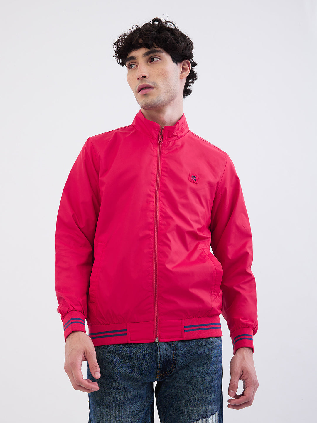 Men Jacket Red Straight Fit