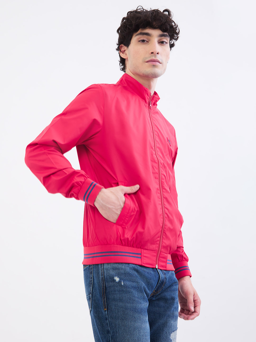 Men Jacket Red Straight Fit