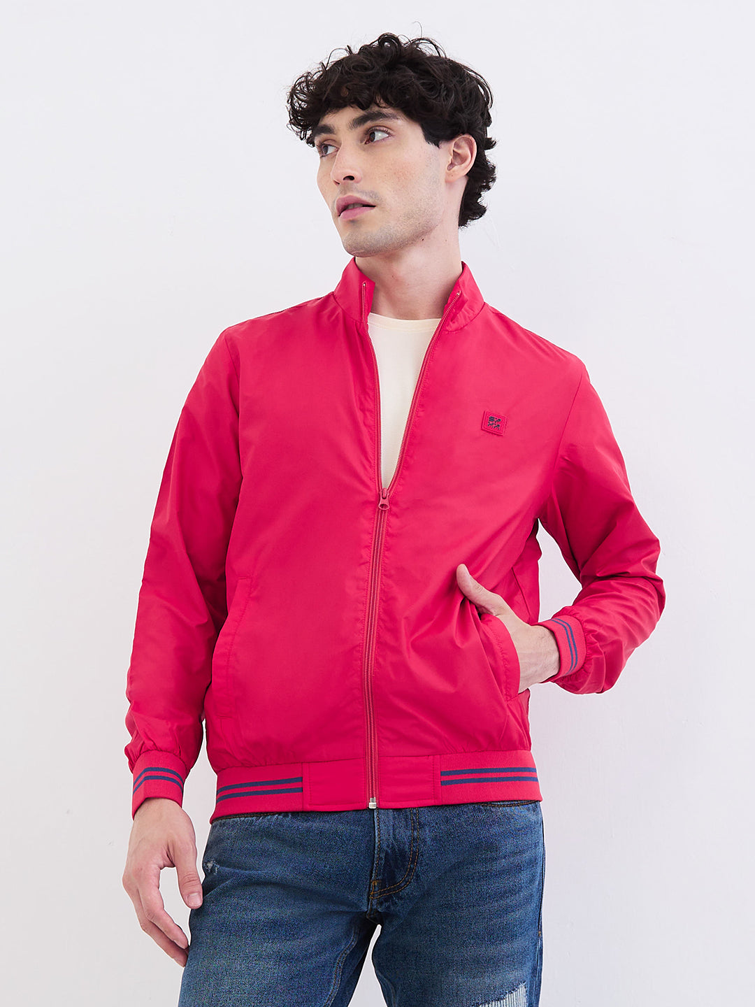Men Jacket Red Straight Fit