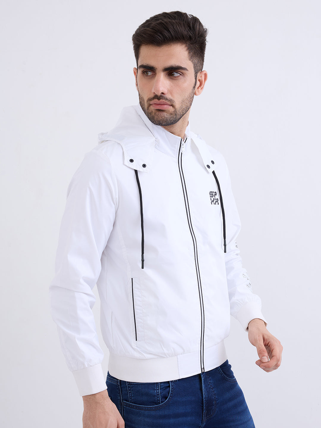 Men Jacket White Straight Fit