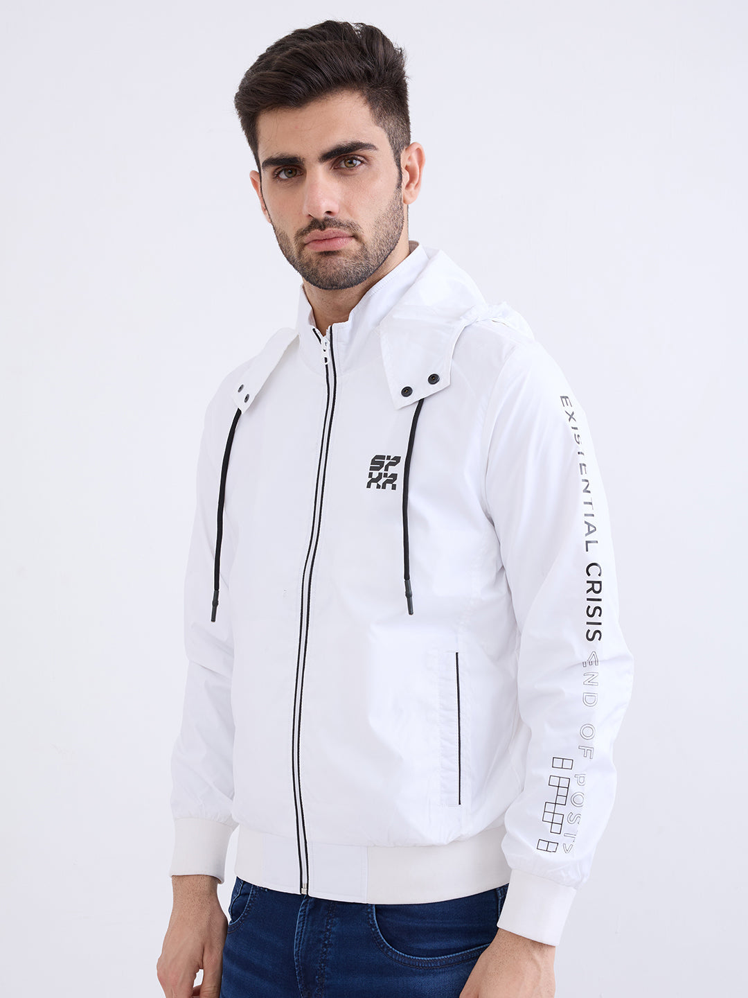 Spykar White Straight Fit Casual Jackets For Men