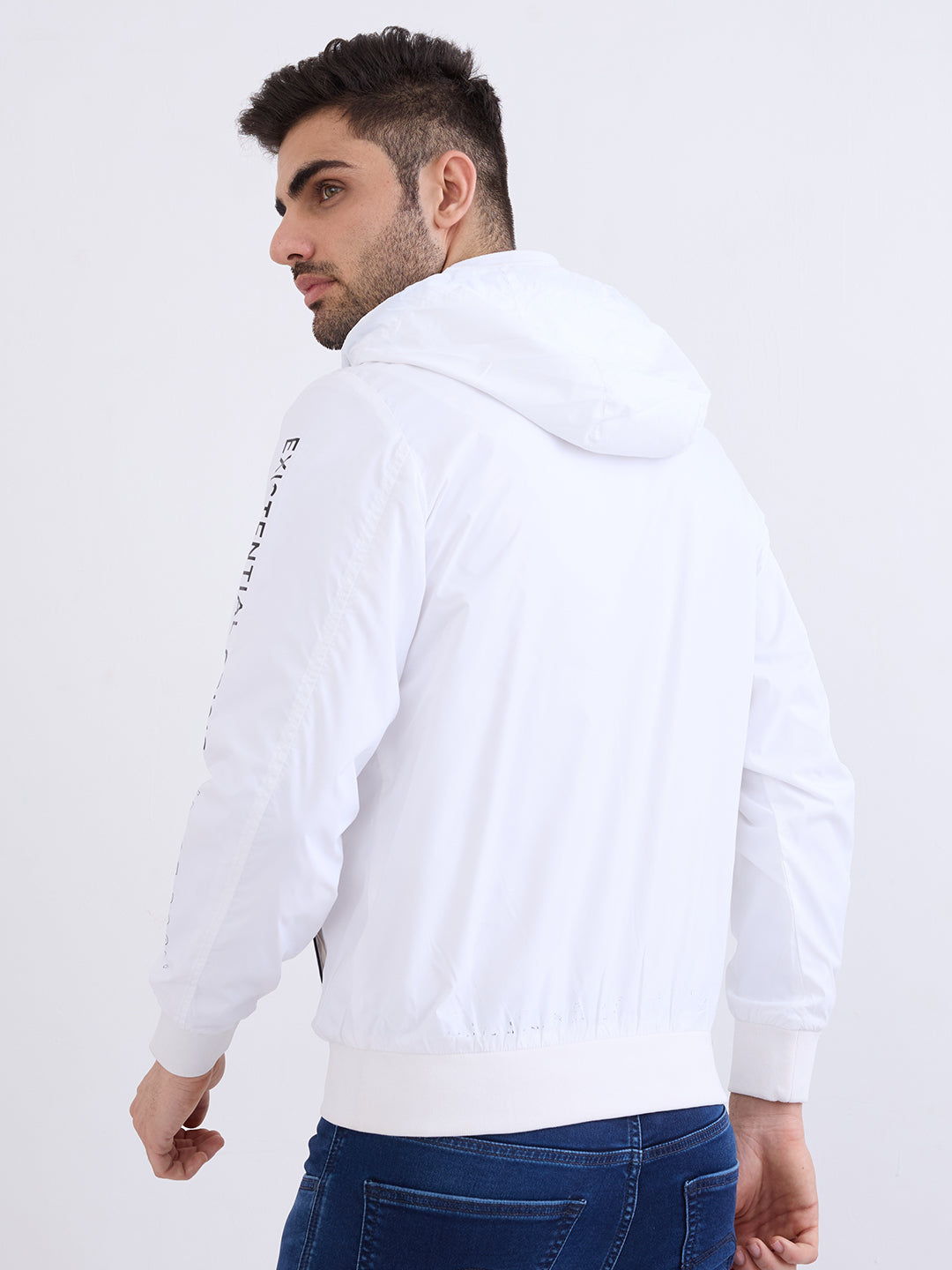 Men Jacket White Straight Fit