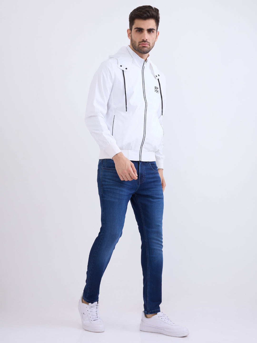 Spykar White Straight Fit Casual Jackets For Men
