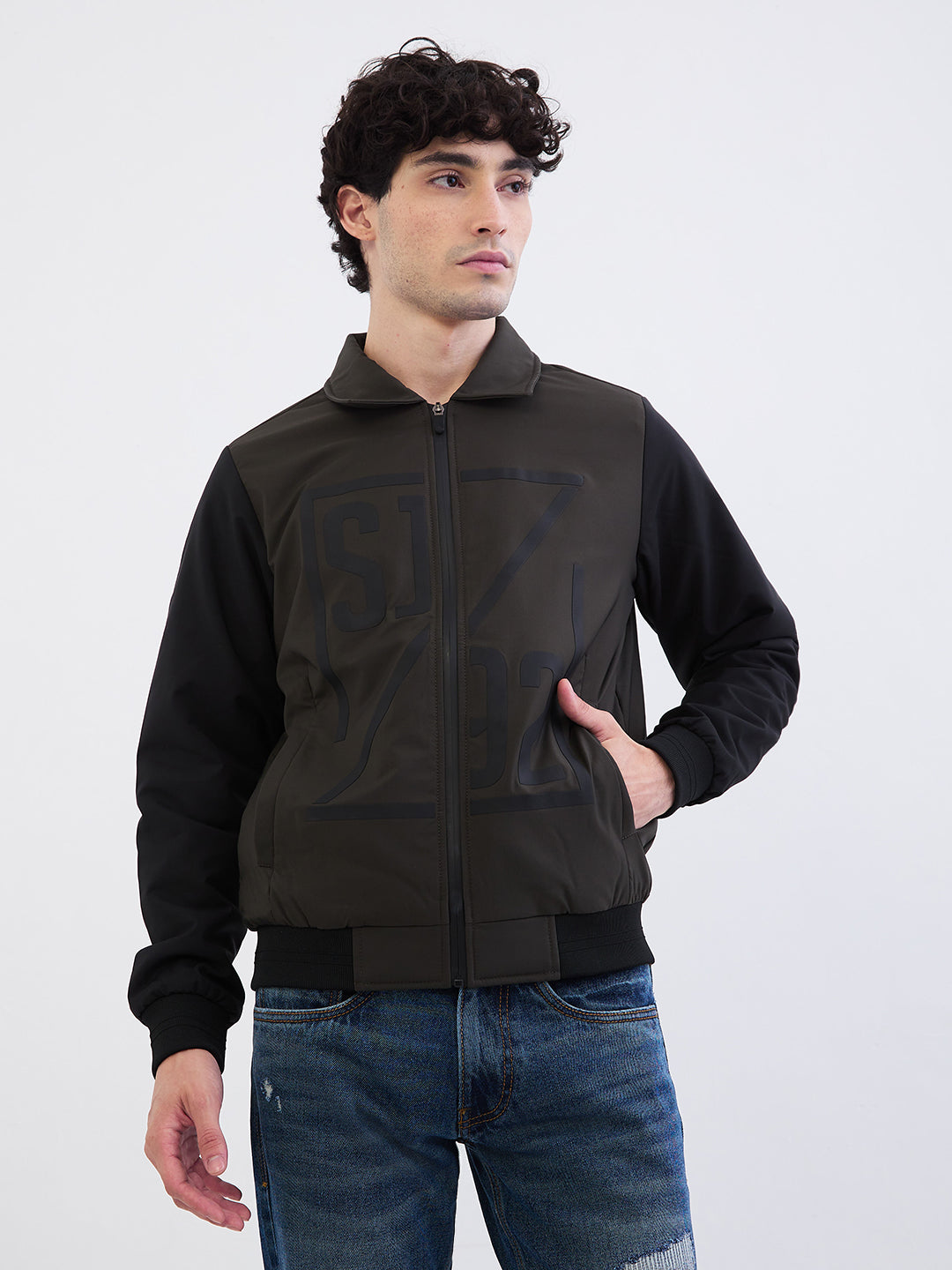 Spykar Olive Green Straight Fit Casual Jackets For Men