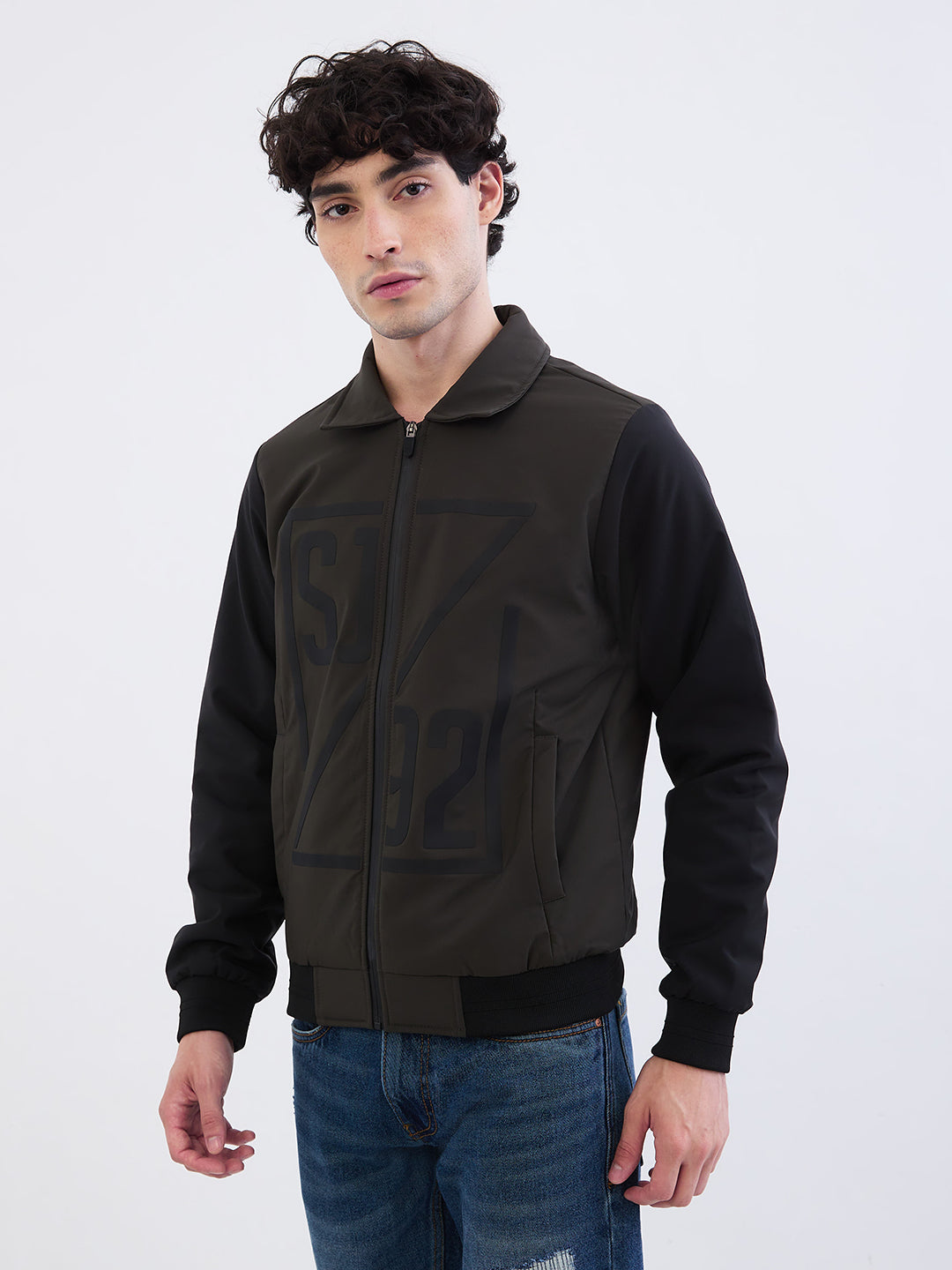 Spykar Olive Green Straight Fit Casual Jackets For Men