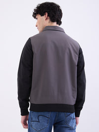 Men Jacket Grey Straight Fit