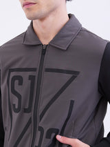 Men Jacket Grey Straight Fit