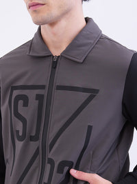 Men Jacket Grey Straight Fit