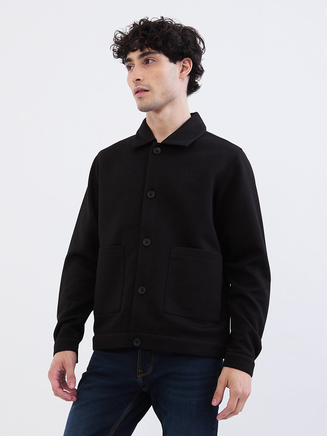 Men Jacket Grey Straight Fit