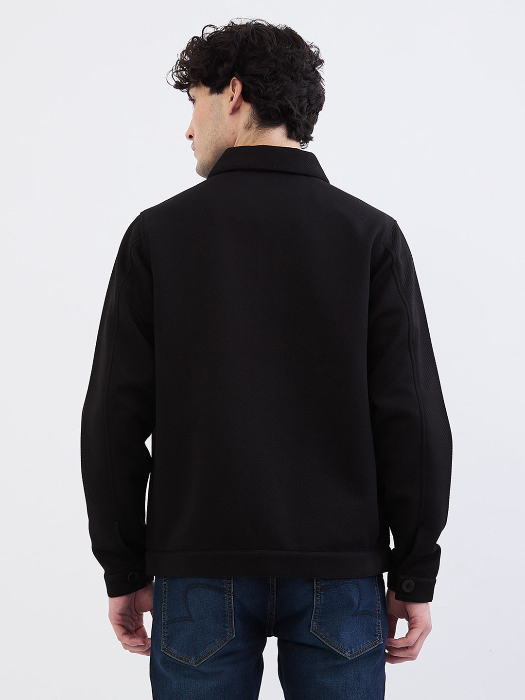 Men Jacket Grey Straight Fit