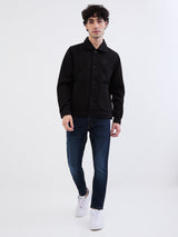 Men Jacket Grey Straight Fit