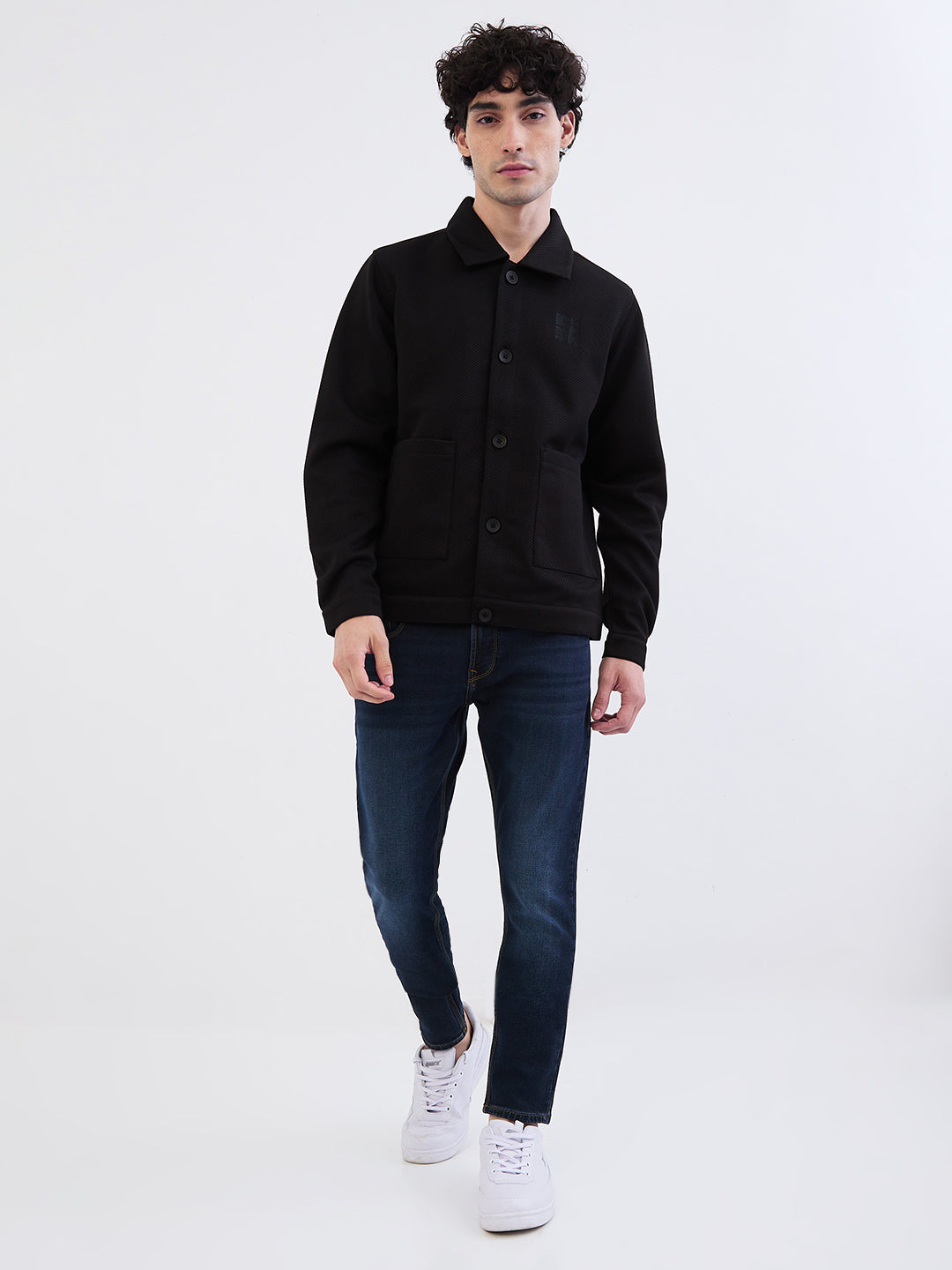 Men Jacket Grey Straight Fit