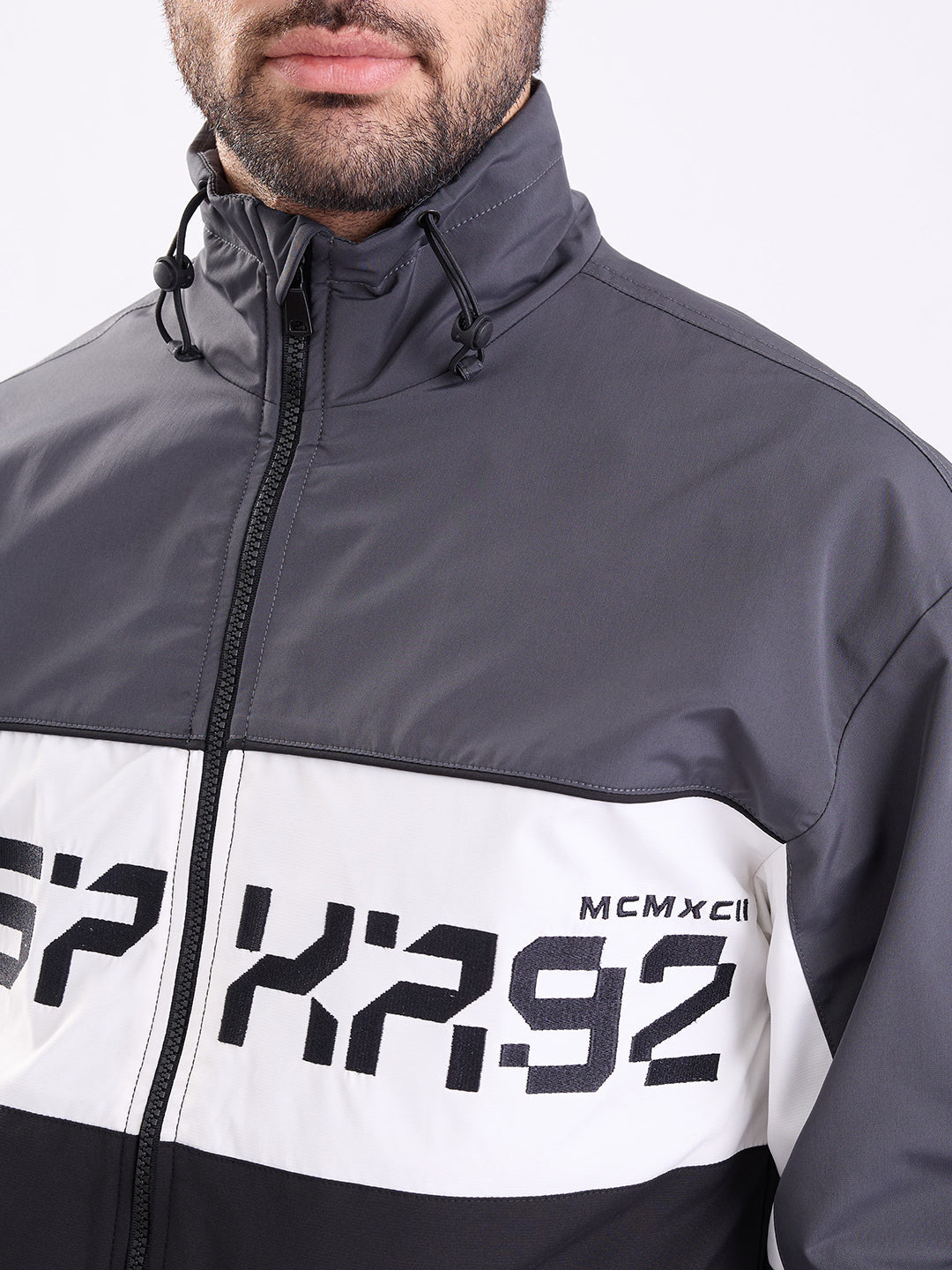 Men Jacket Grey Straight Fit