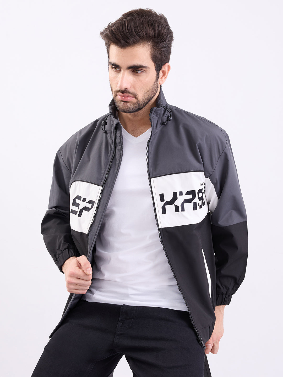 Spykar Charcoal Grey Straight Fit Casual Jackets For Men