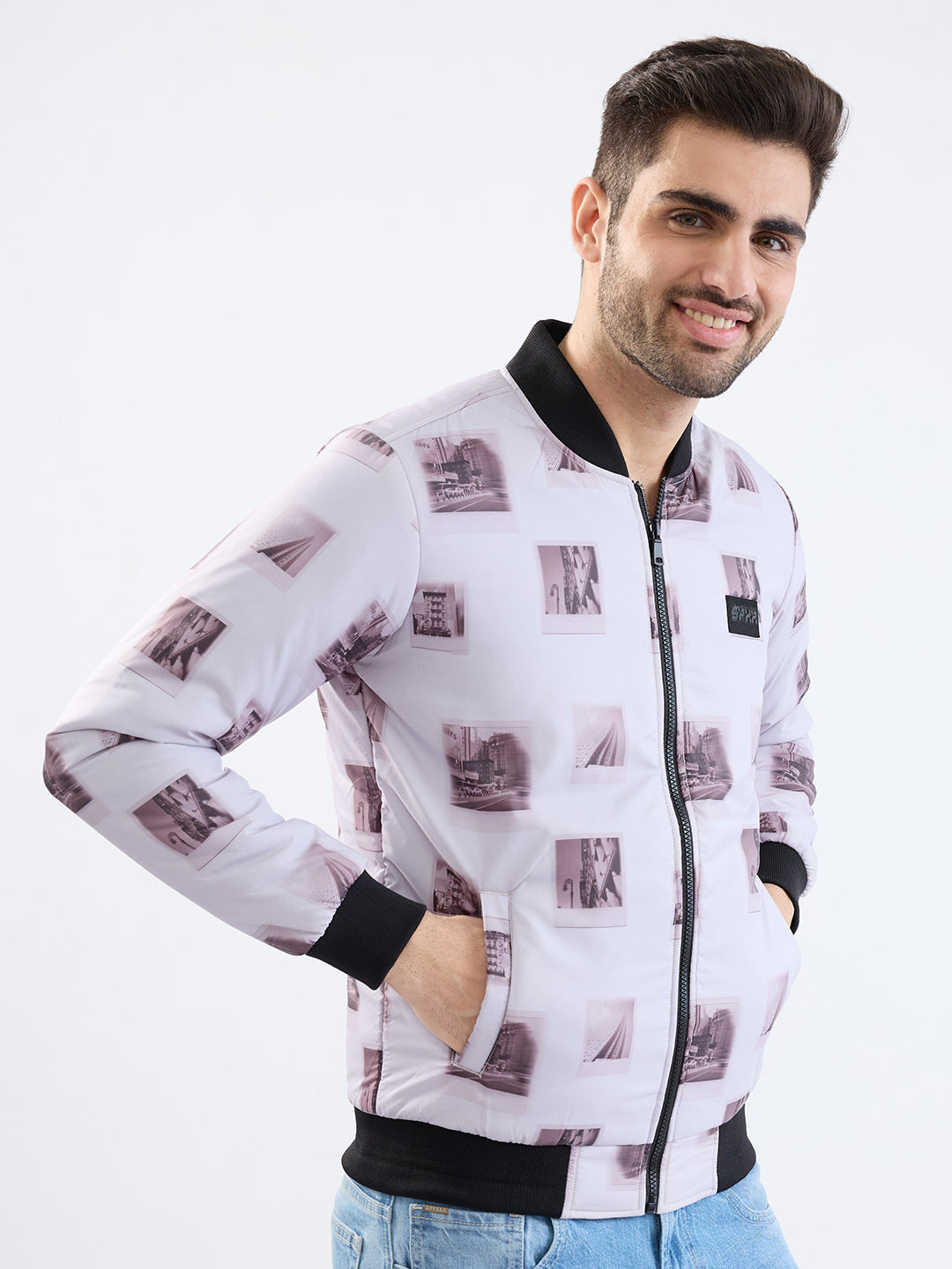 Men Jacket Grey Straight Fit