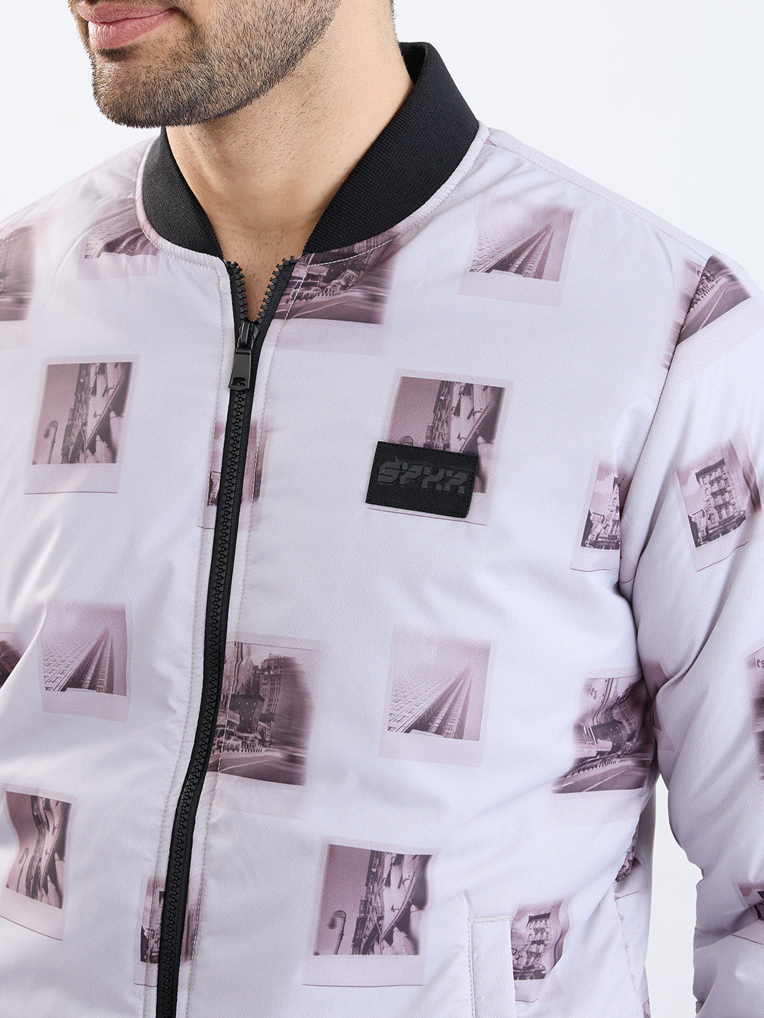 Men Jacket Grey Straight Fit