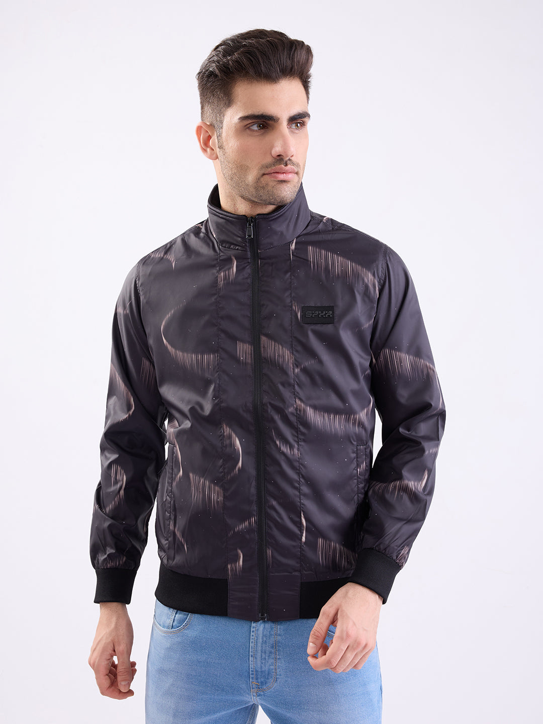 Spykar Jet Black Straight Fit Casual Jackets For Men