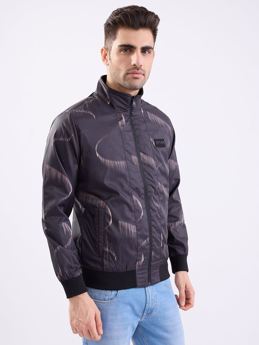 Men Jacket Black Straight Fit