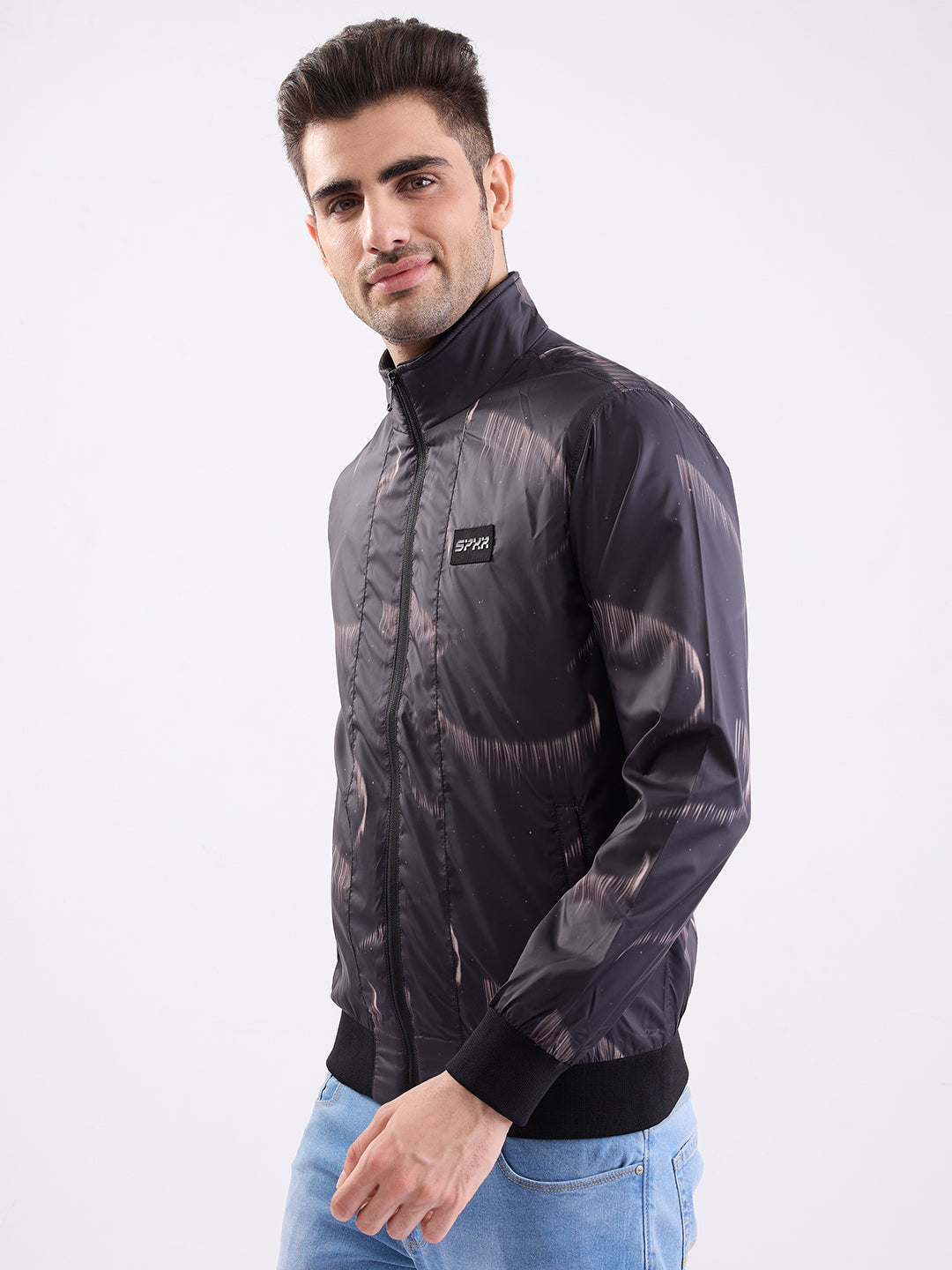 Spykar Jet Black Straight Fit Casual Jackets For Men