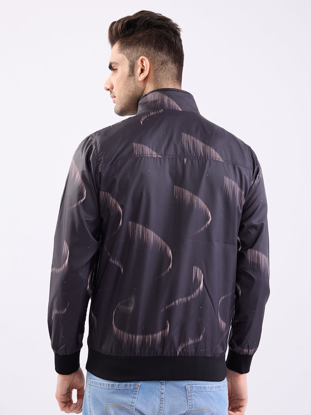 Men Jacket Black Straight Fit