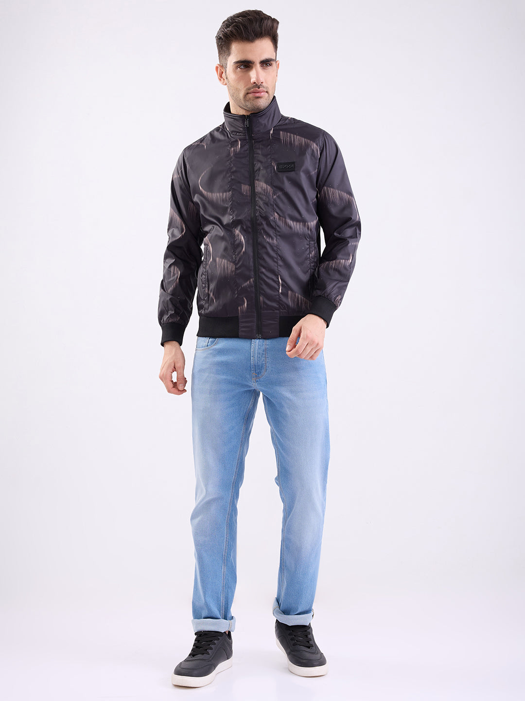 Spykar Jet Black Straight Fit Casual Jackets For Men
