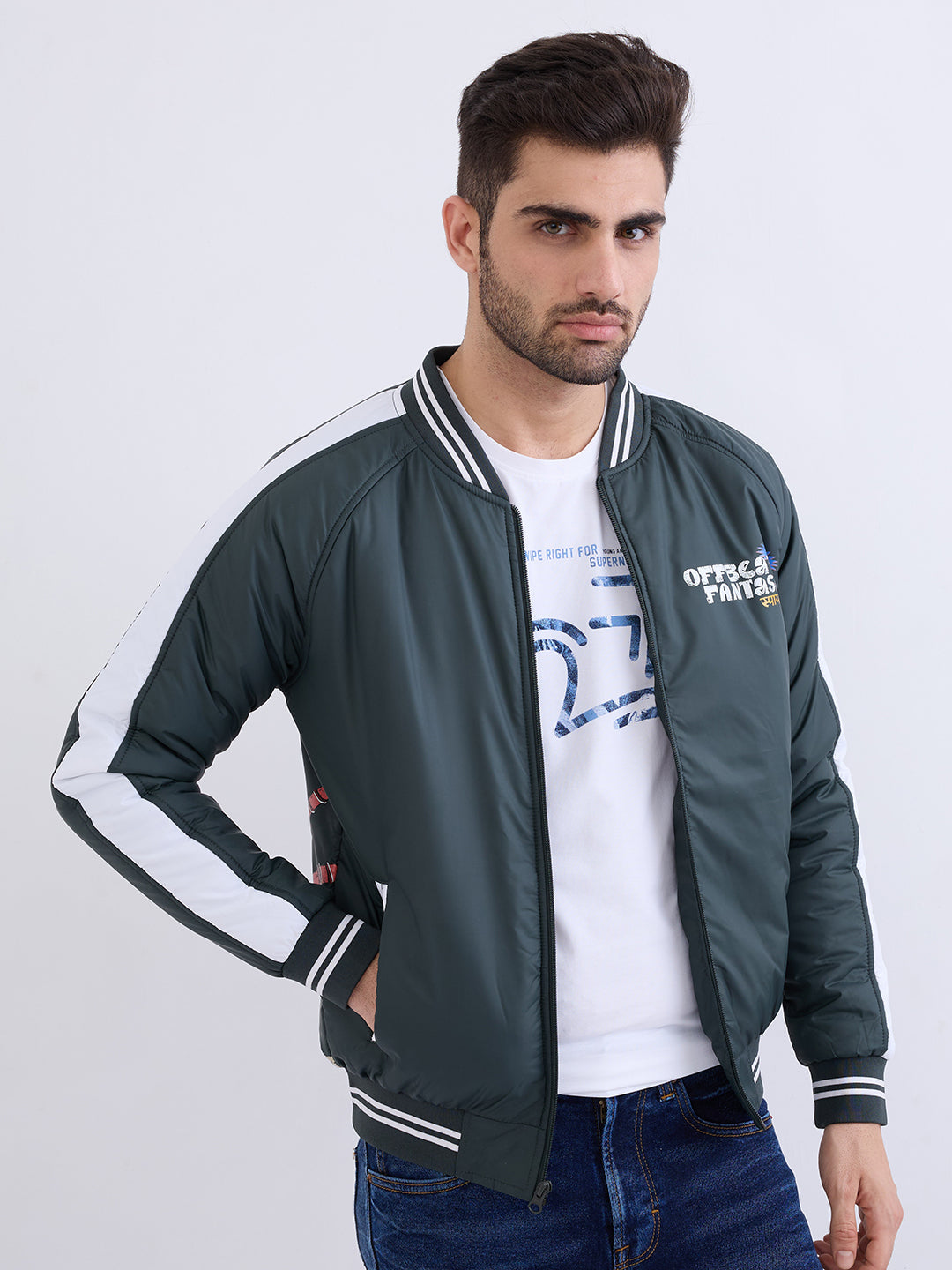 Spykar Bottle Green Straight Fit Casual Jackets For Men