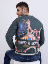 Men Jacket Green Straight Fit