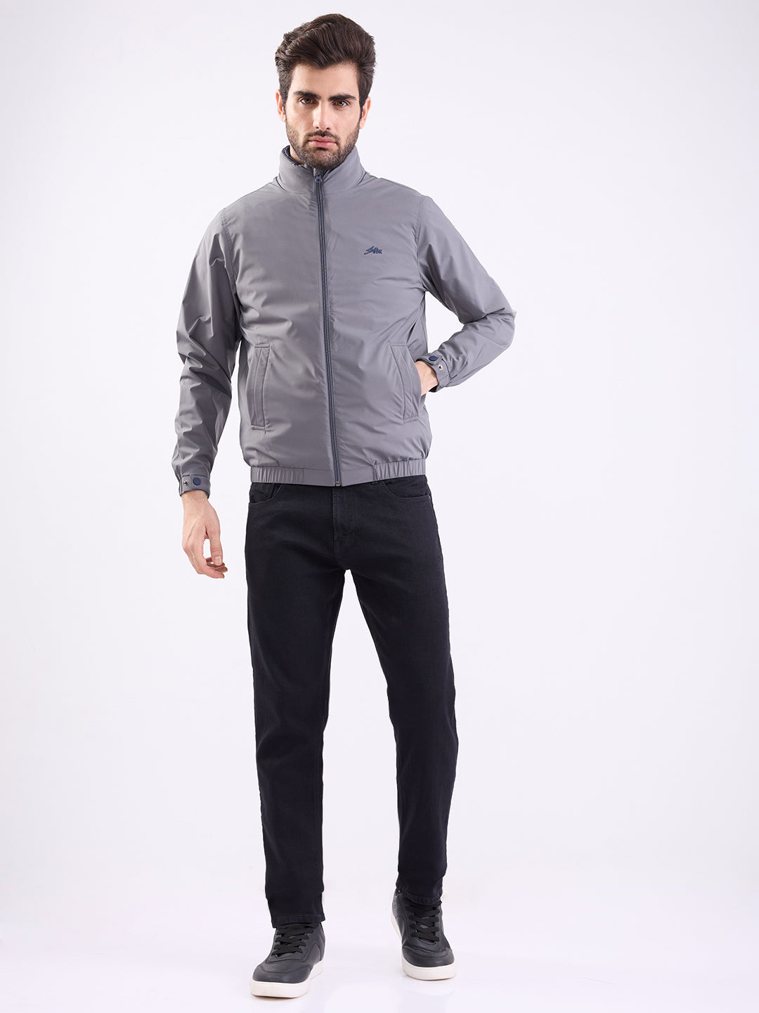 Spykar Light Grey Straight Fit Casual Jackets For Men