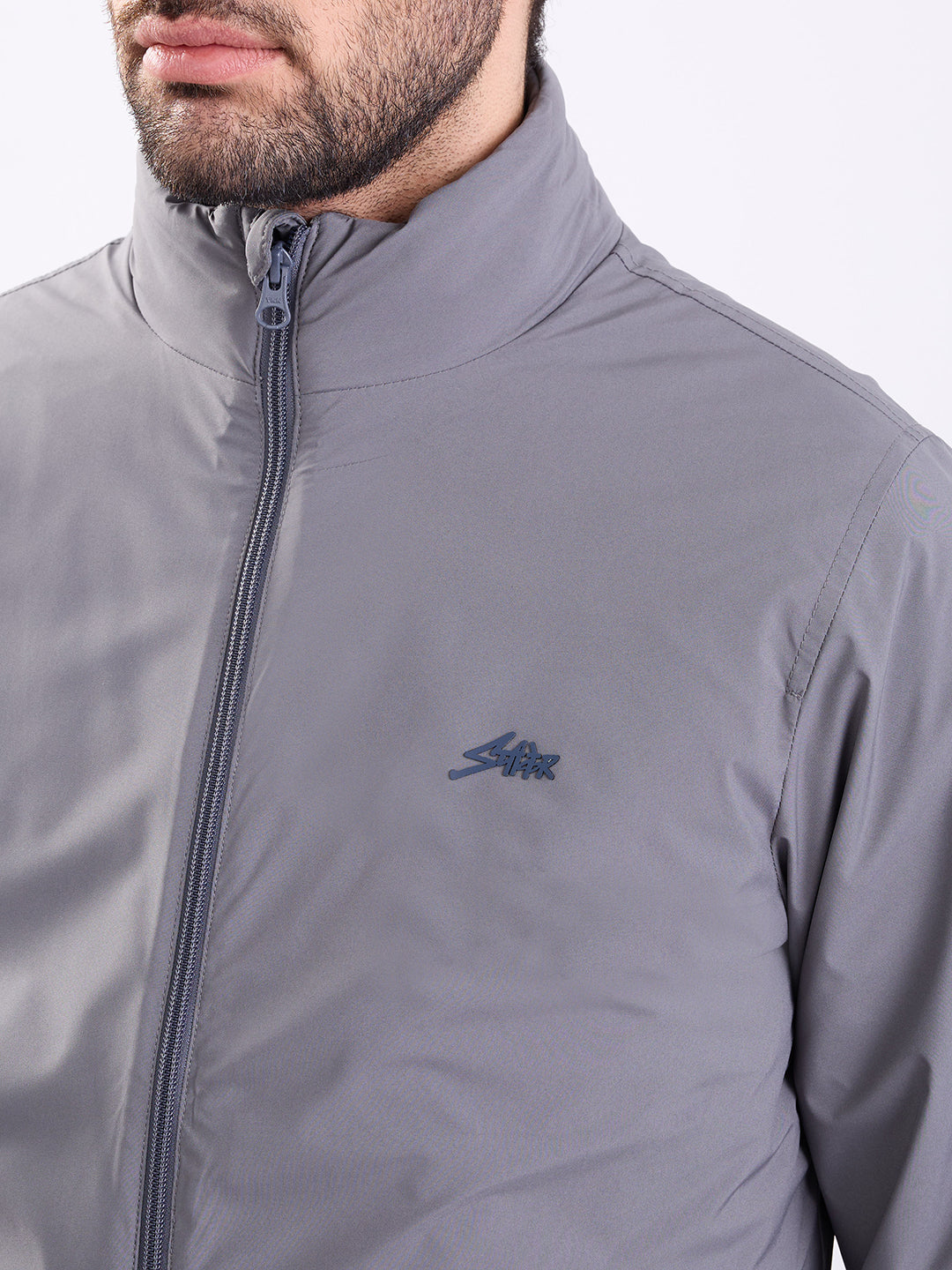 Spykar Light Grey Straight Fit Casual Jackets For Men