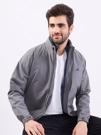 Men Jacket Grey Straight Fit