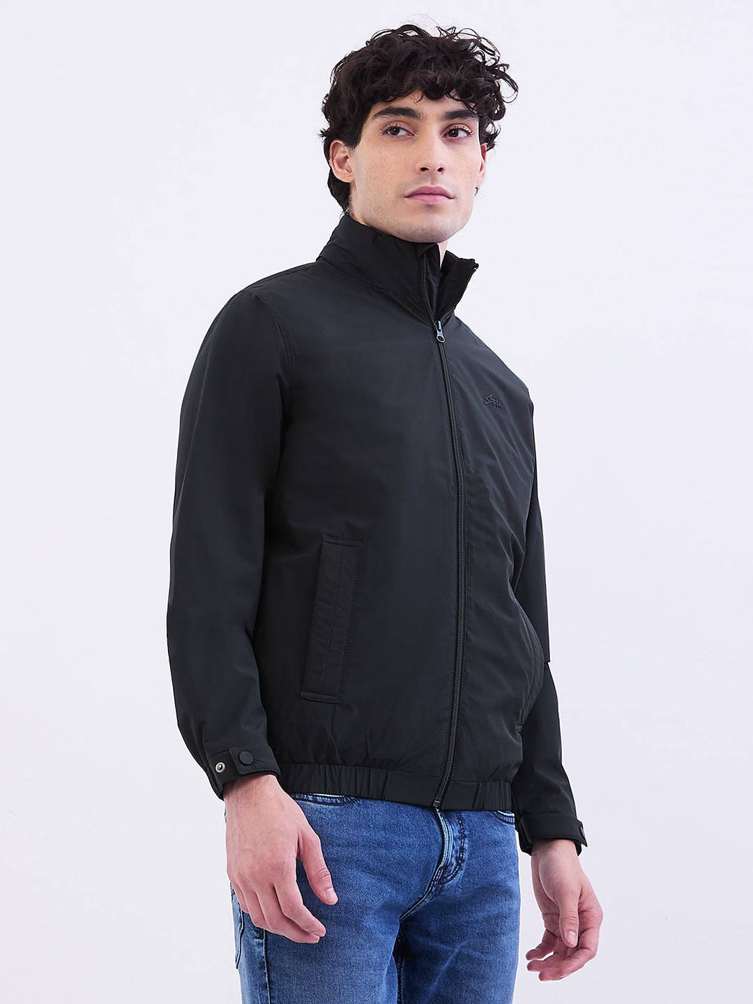 Men Jacket Green Straight Fit