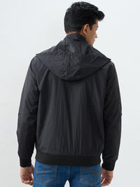 Men Jacket Black Straight Fit