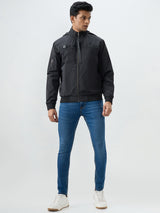 Men Jacket Black Straight Fit