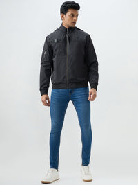 Men Jacket Black Straight Fit