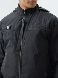 Men Jacket Black Straight Fit