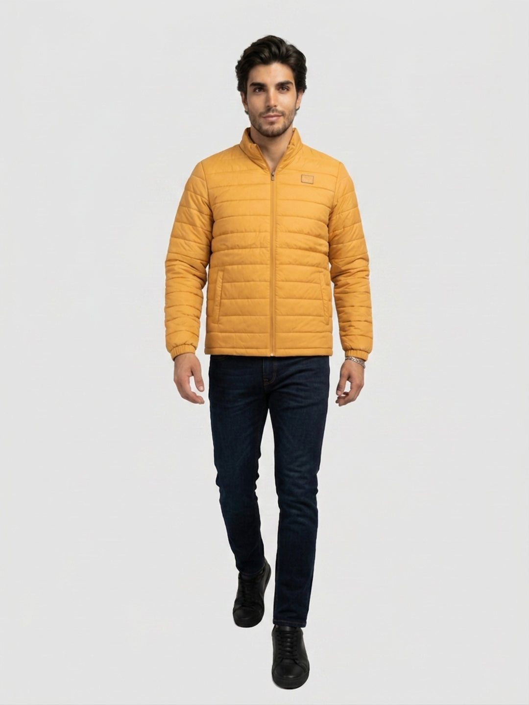 Men Jacket Yellow Regular Fit