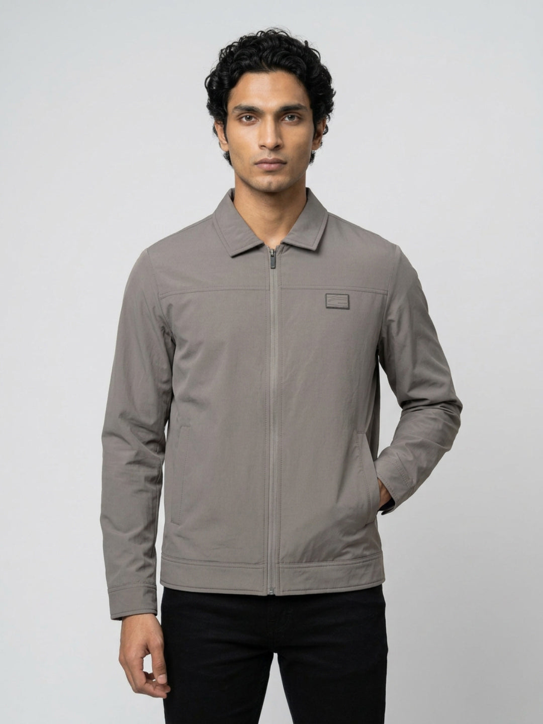 Men Jacket Grey Regular Fit