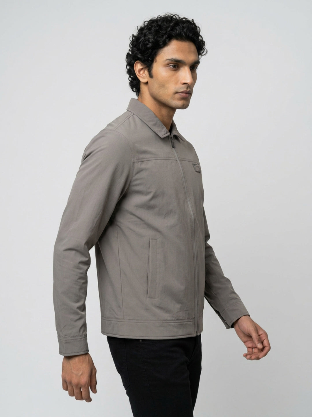 Men Jacket Grey Regular Fit