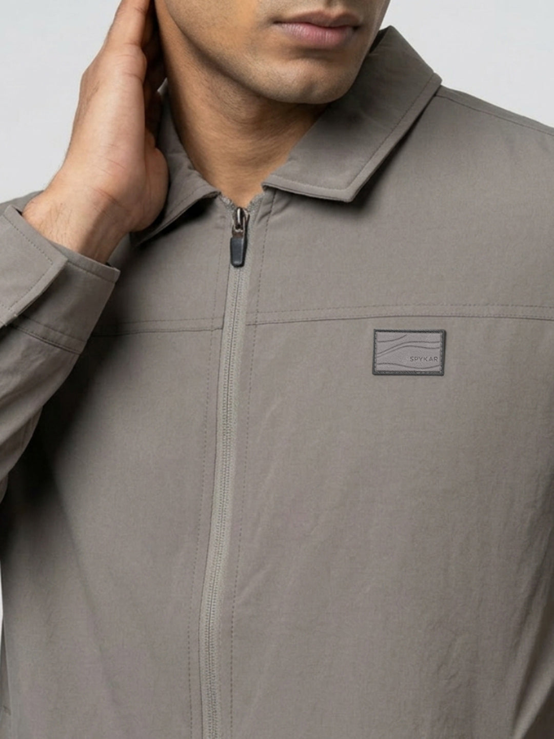 Men Jacket Grey Regular Fit