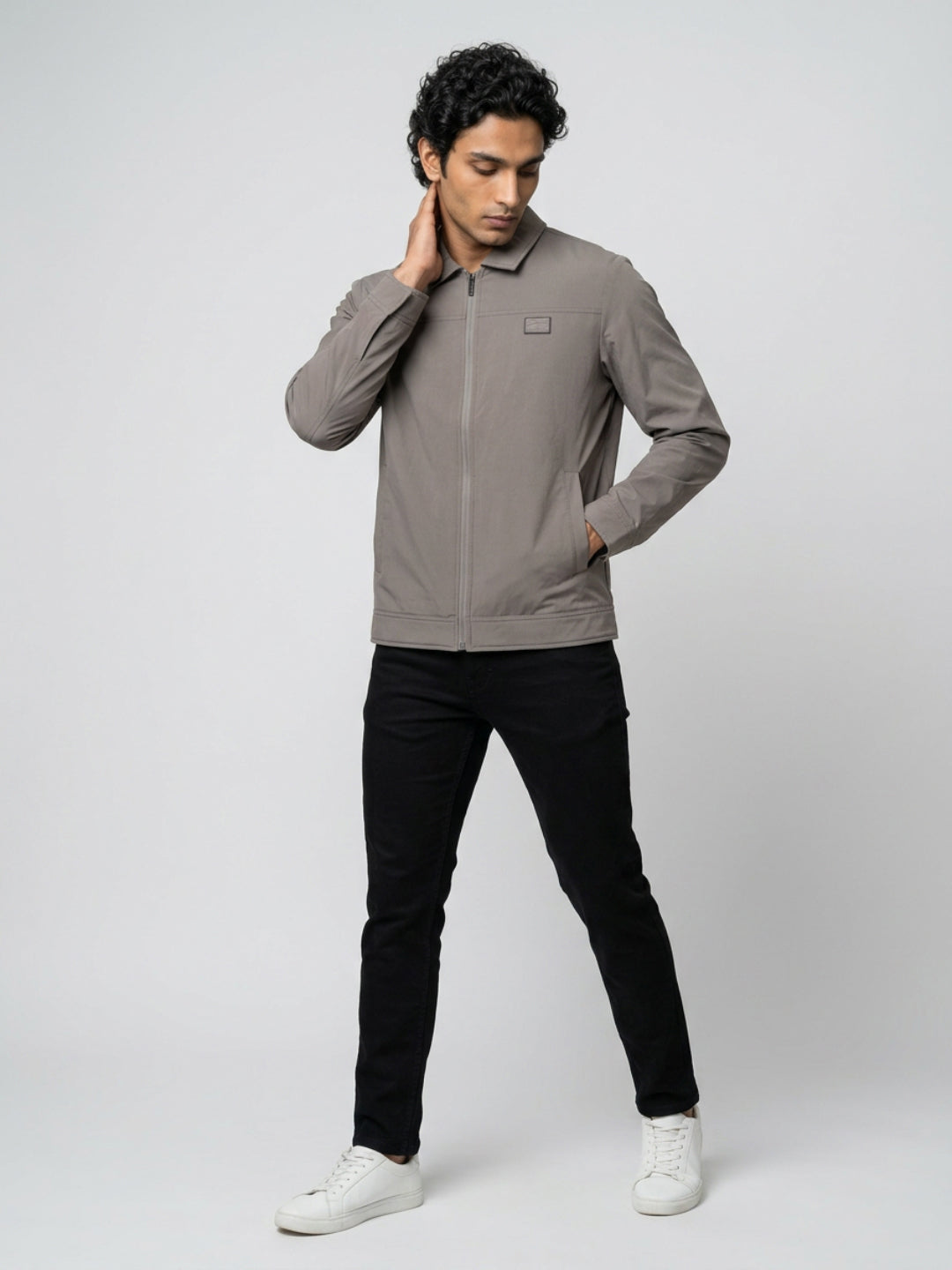 Men Jacket Grey Regular Fit