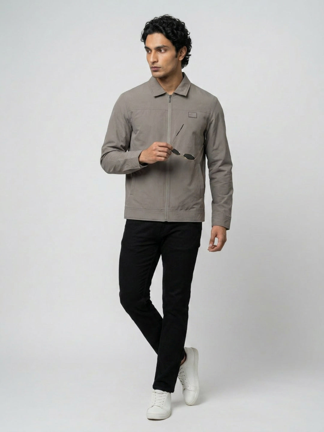 Men Jacket Grey Regular Fit