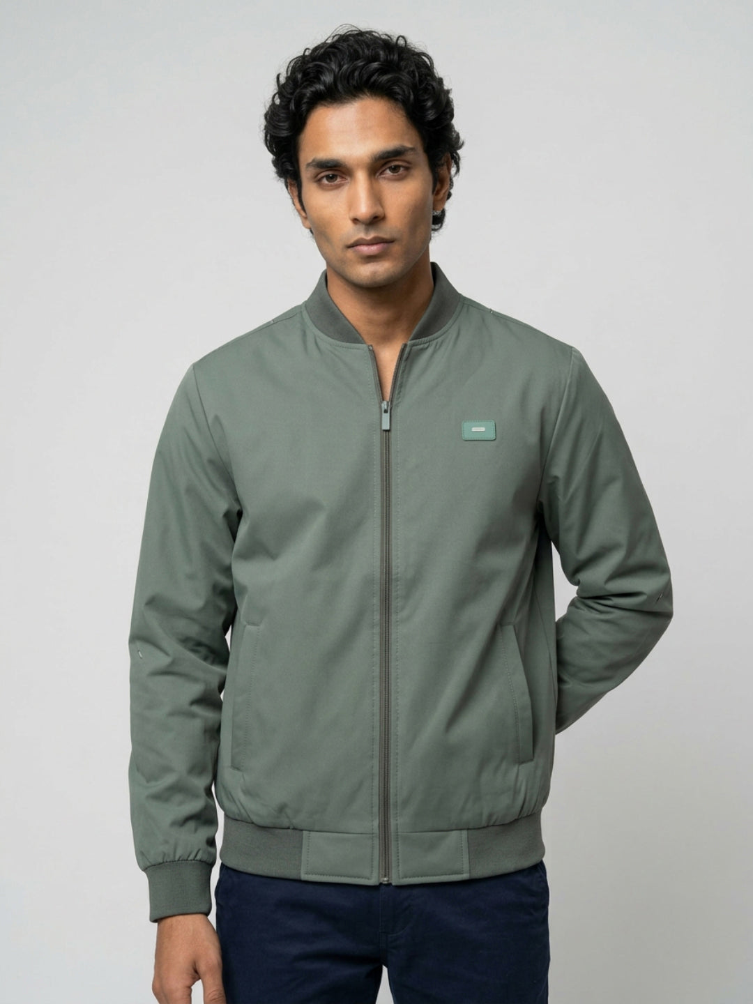 Men Jacket Green Regular Fit