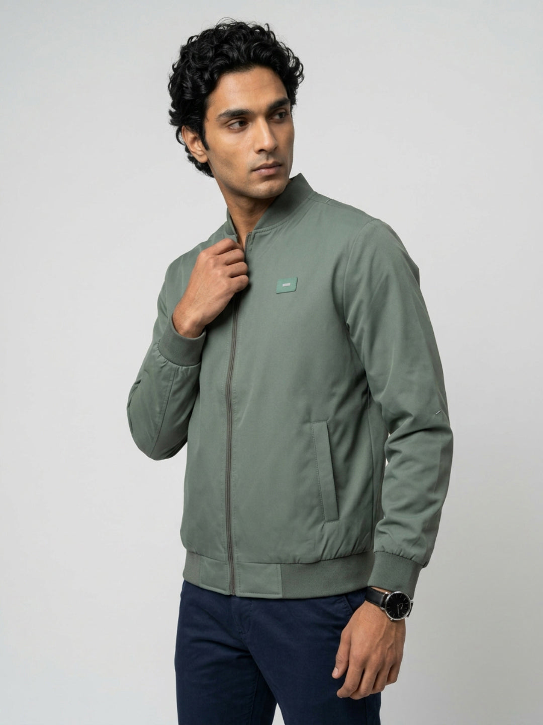 Men Jacket Green Regular Fit