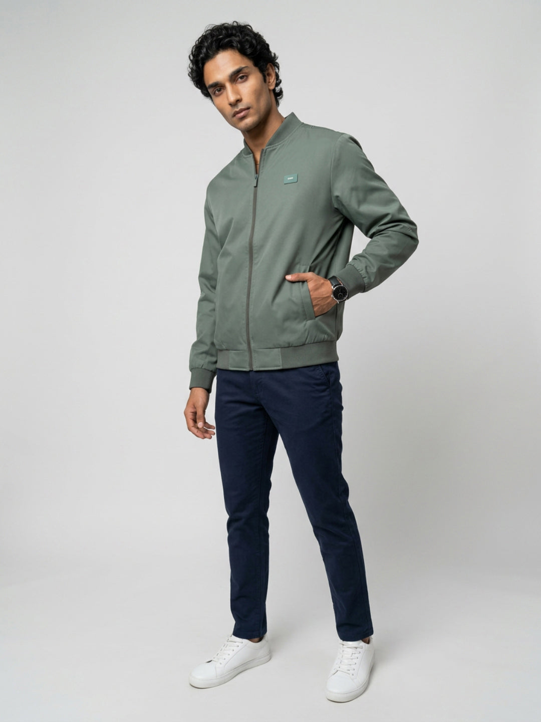 Men Jacket Green Regular Fit