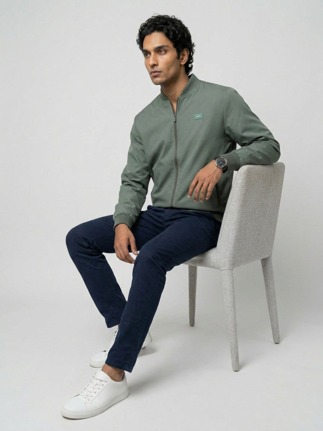 Men Jacket Green Regular Fit