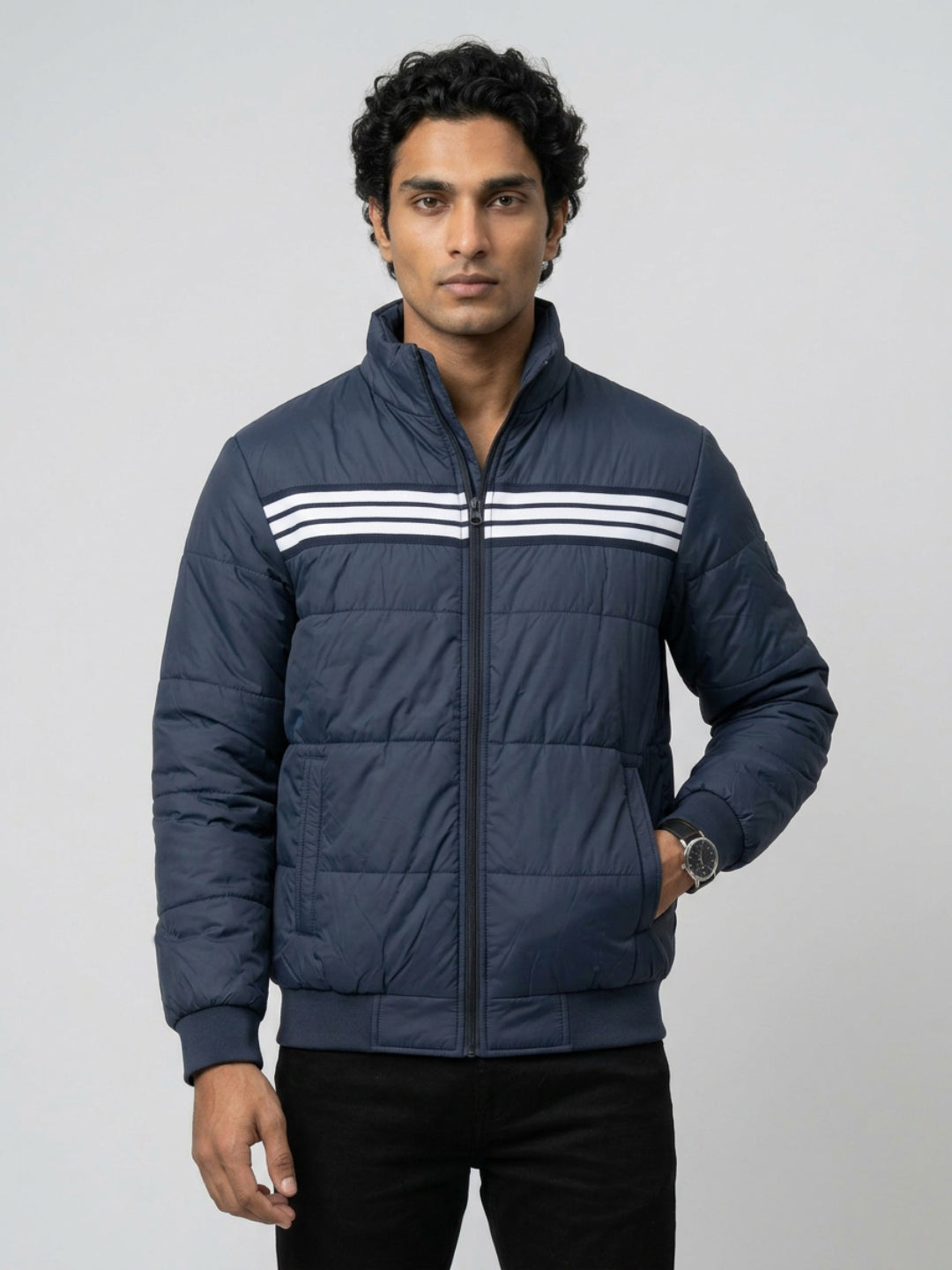 Men Jacket Navy Blue Regular Fit