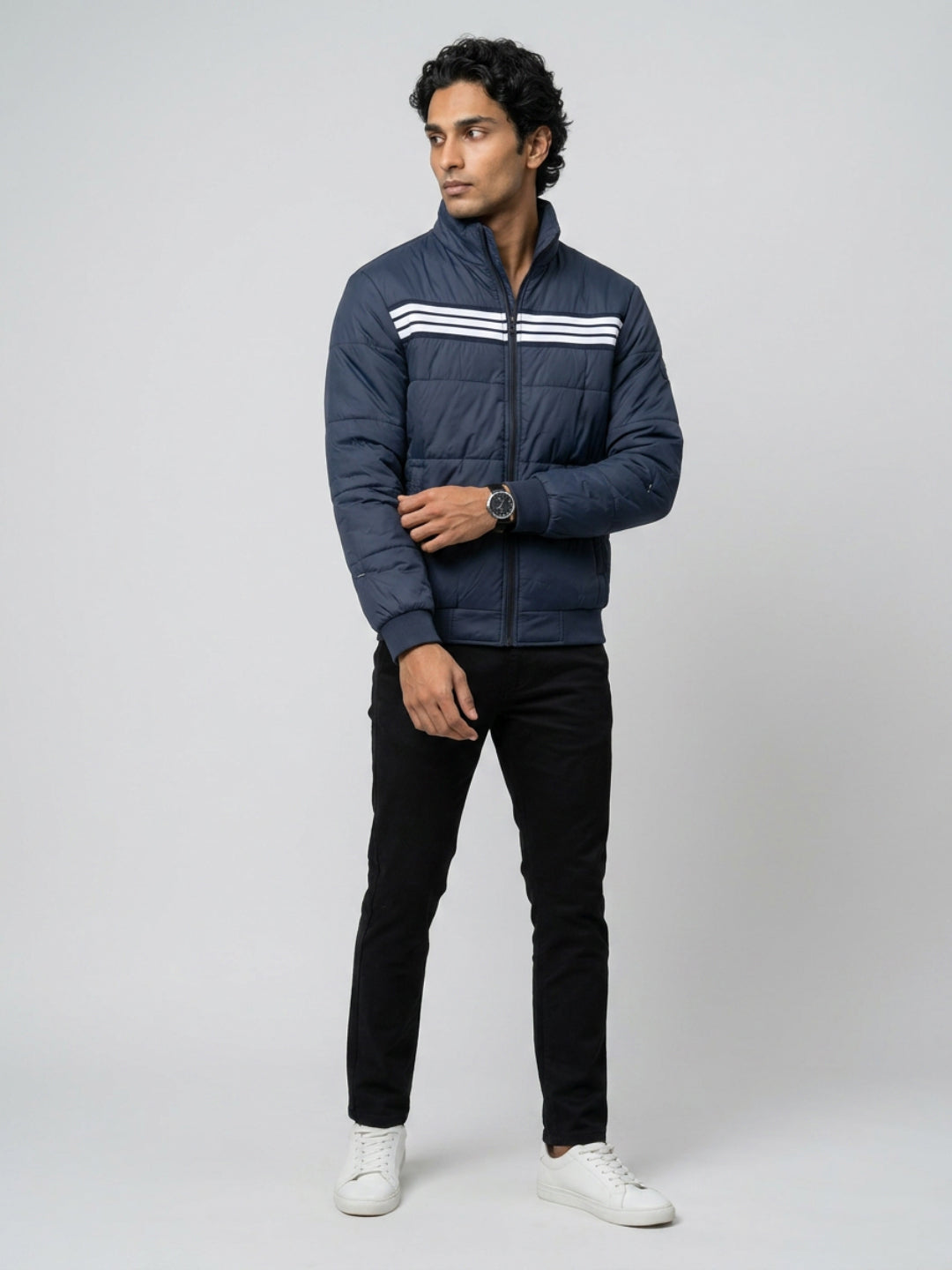Men Jacket Navy Blue Regular Fit
