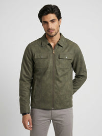 Men Jacket Green Regular Fit